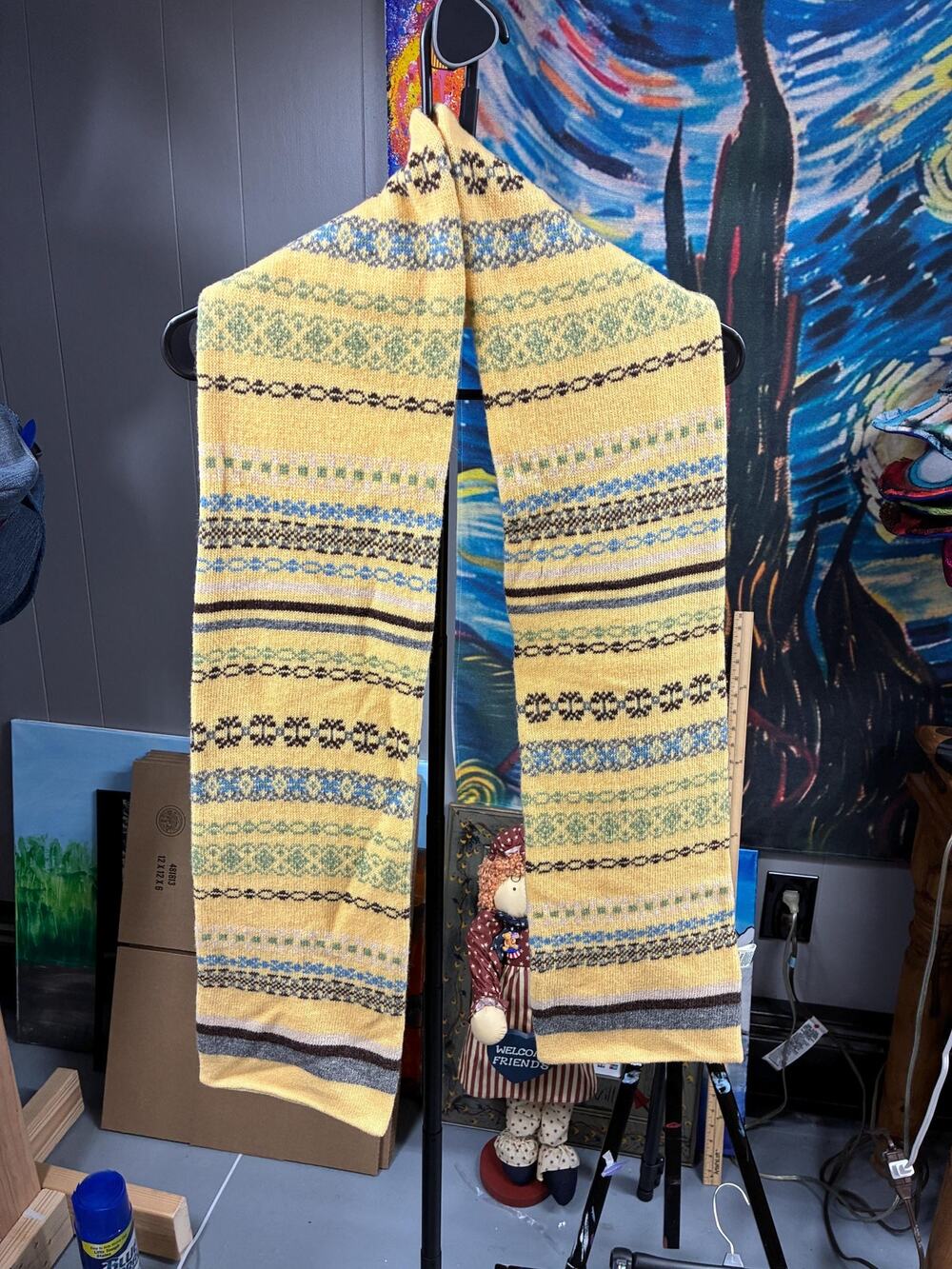 Vintage Old Navy Lambswool Scarf, 2002 Fair Isle Knit, Fleece Lined